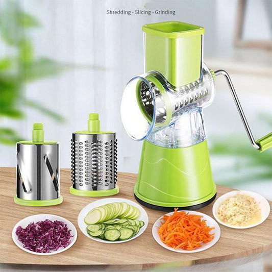 "3-in-1 Manual Rotation Vegetable Fruit Slicer Round Cutter Potato Chopper Kitchen Home Tools"