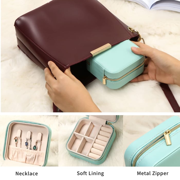 "Portable Mini Jewelry Storage Box Travel Organizer Jewelry Case for Earrings, Rings | women