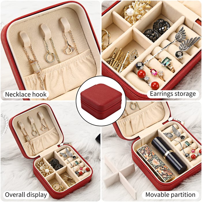 "Portable Mini Jewelry Storage Box Travel Organizer Jewelry Case for Earrings, Rings | for women
