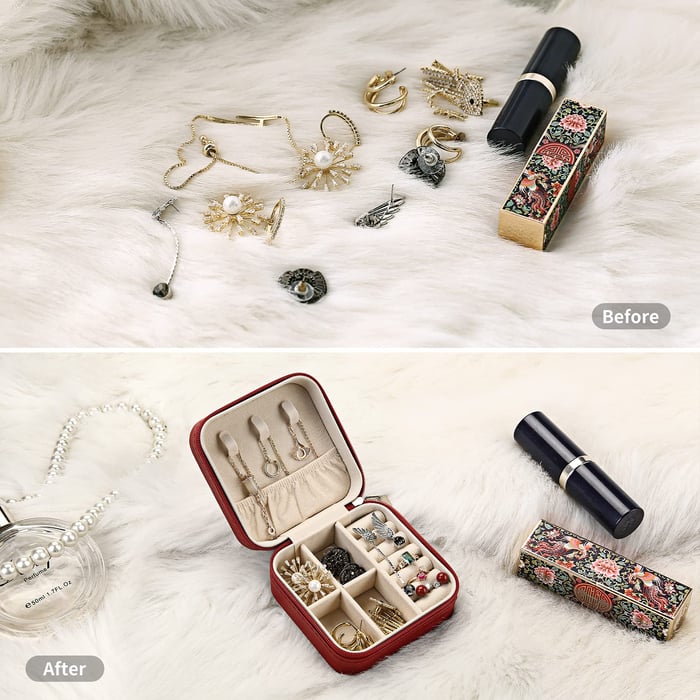 "Portable Mini Jewelry Storage Box Travel Organizer Jewelry Case"